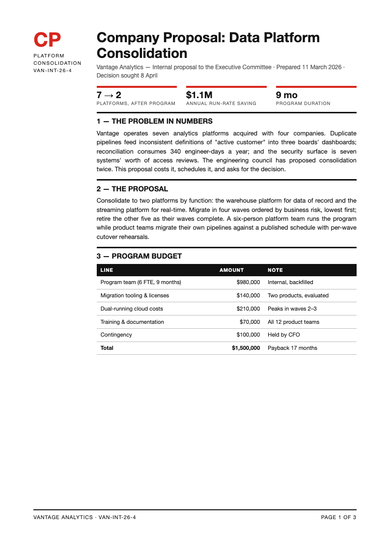 Swiss international company proposal